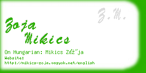 zoja mikics business card